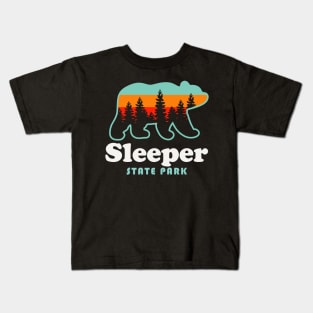 Sleeper State Park Michigan Retro Vintage Bear Kids T-Shirt